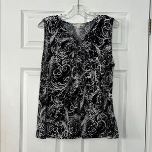Cleo Black and White Swirl Blouse